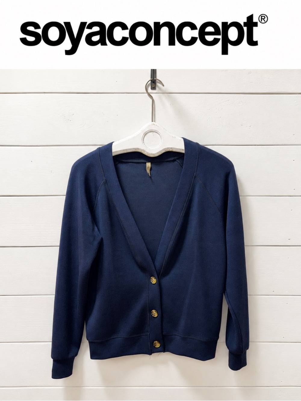 Soyaconcept Navy Blue Button-Front Cardigan – Size Small